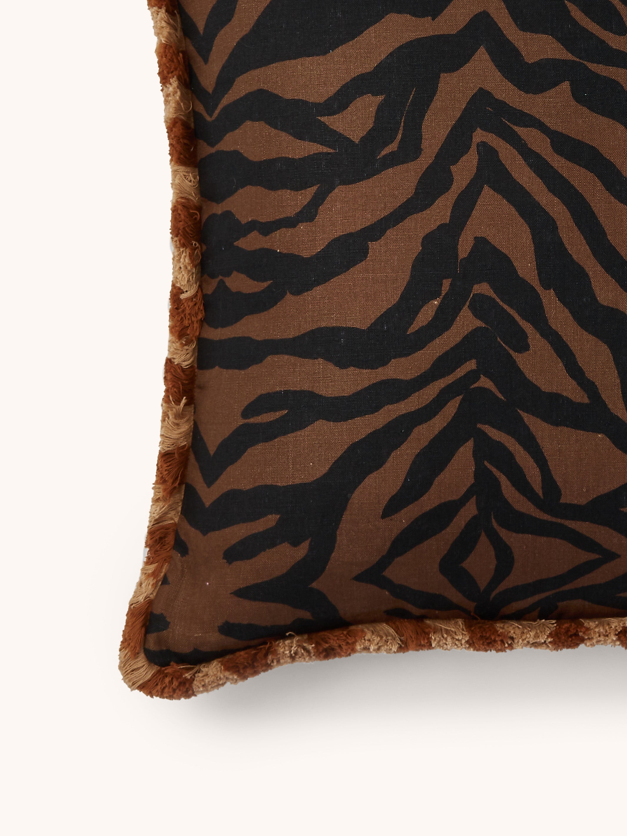 Zebra Chocolate Linen Cushion