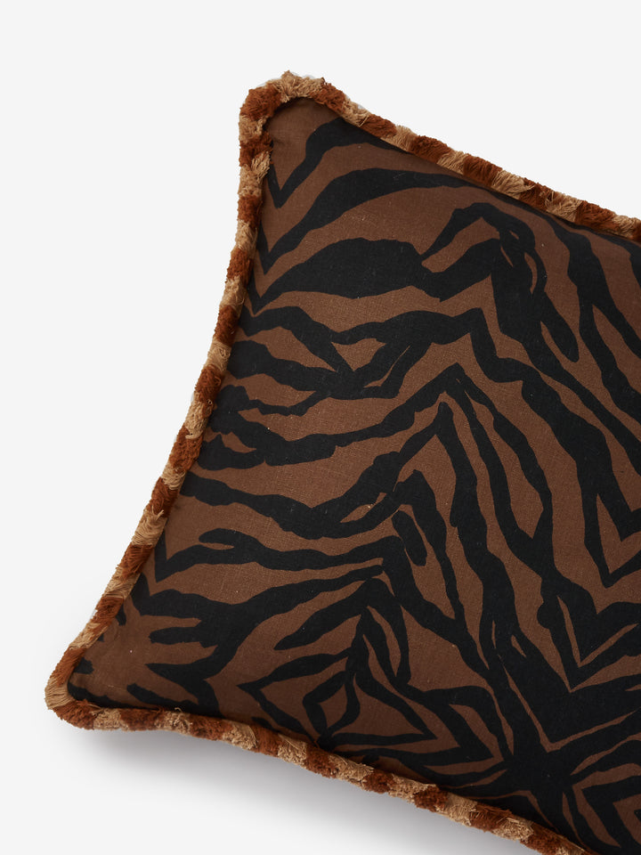 Zebra Chocolate Linen Cushion