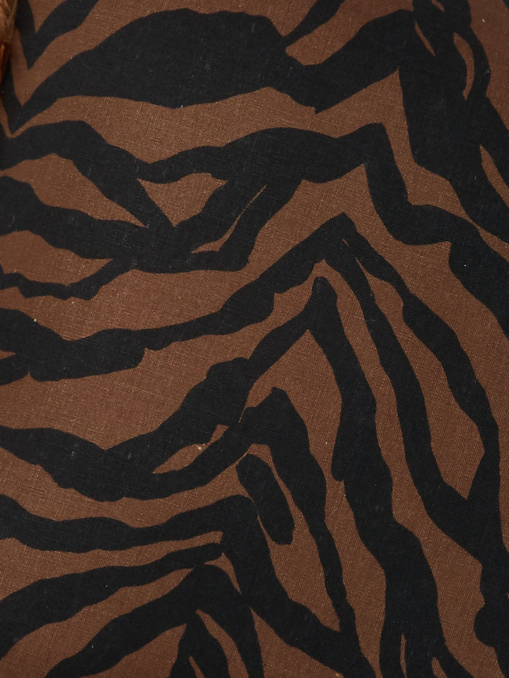 Zebra Chocolate Linen Cushion