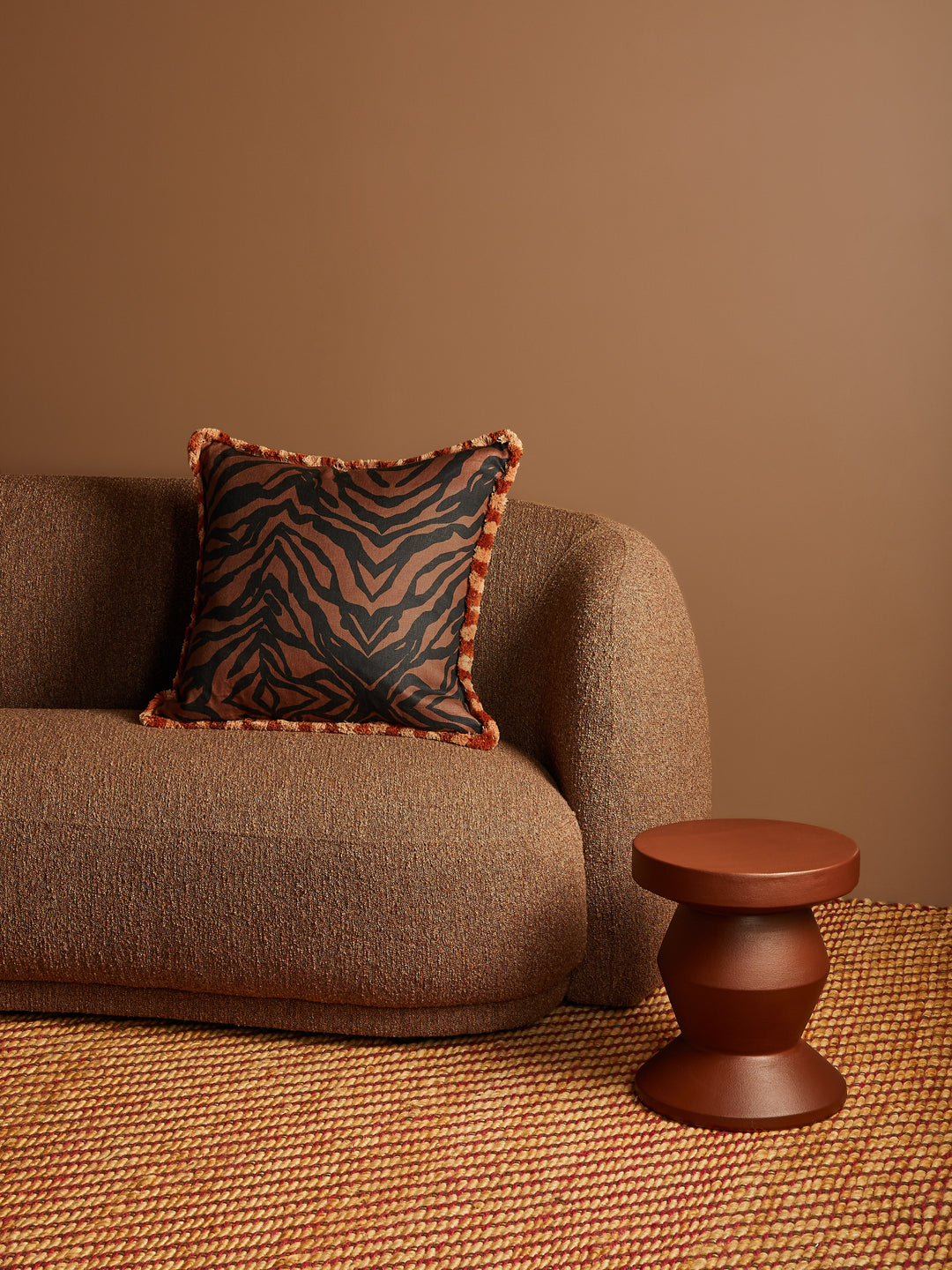 Zebra Chocolate Linen Cushion