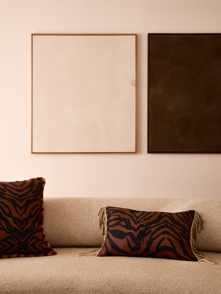 Zebra Chocolate Linen Cushion