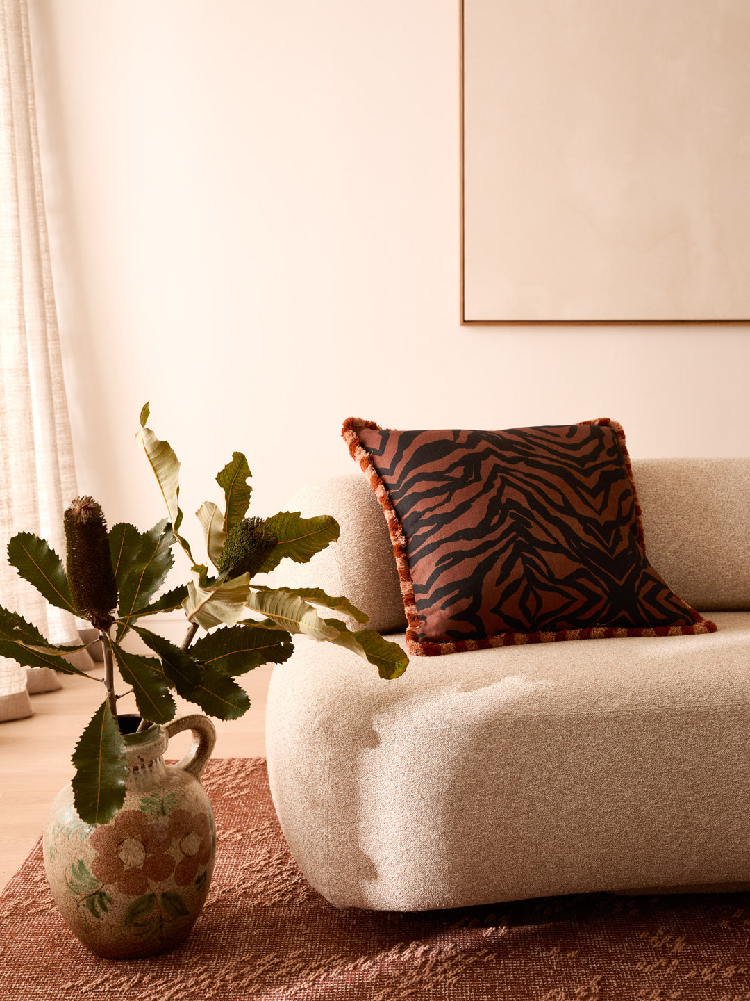 Zebra Chocolate Linen Cushion