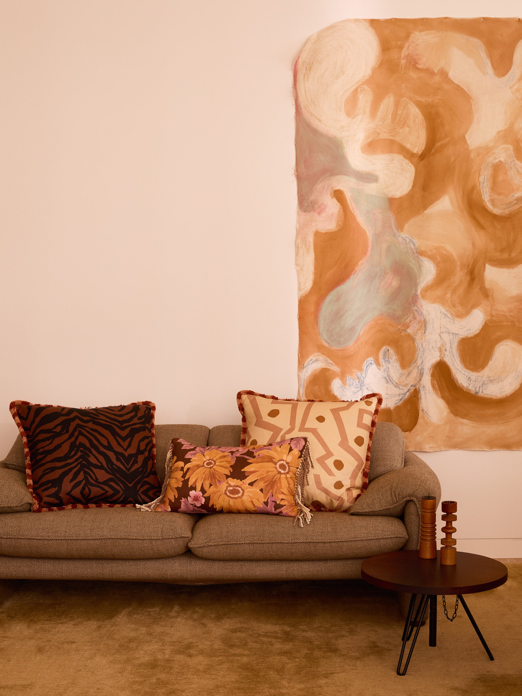 Zebra Chocolate Linen Cushion