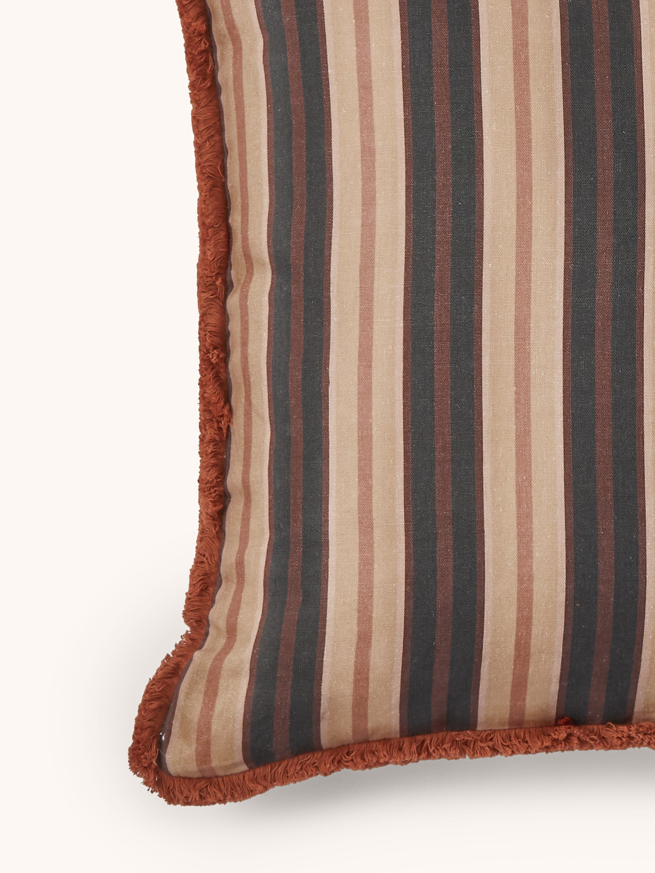 Suiting Stripe Black Tan Linen Cushion
