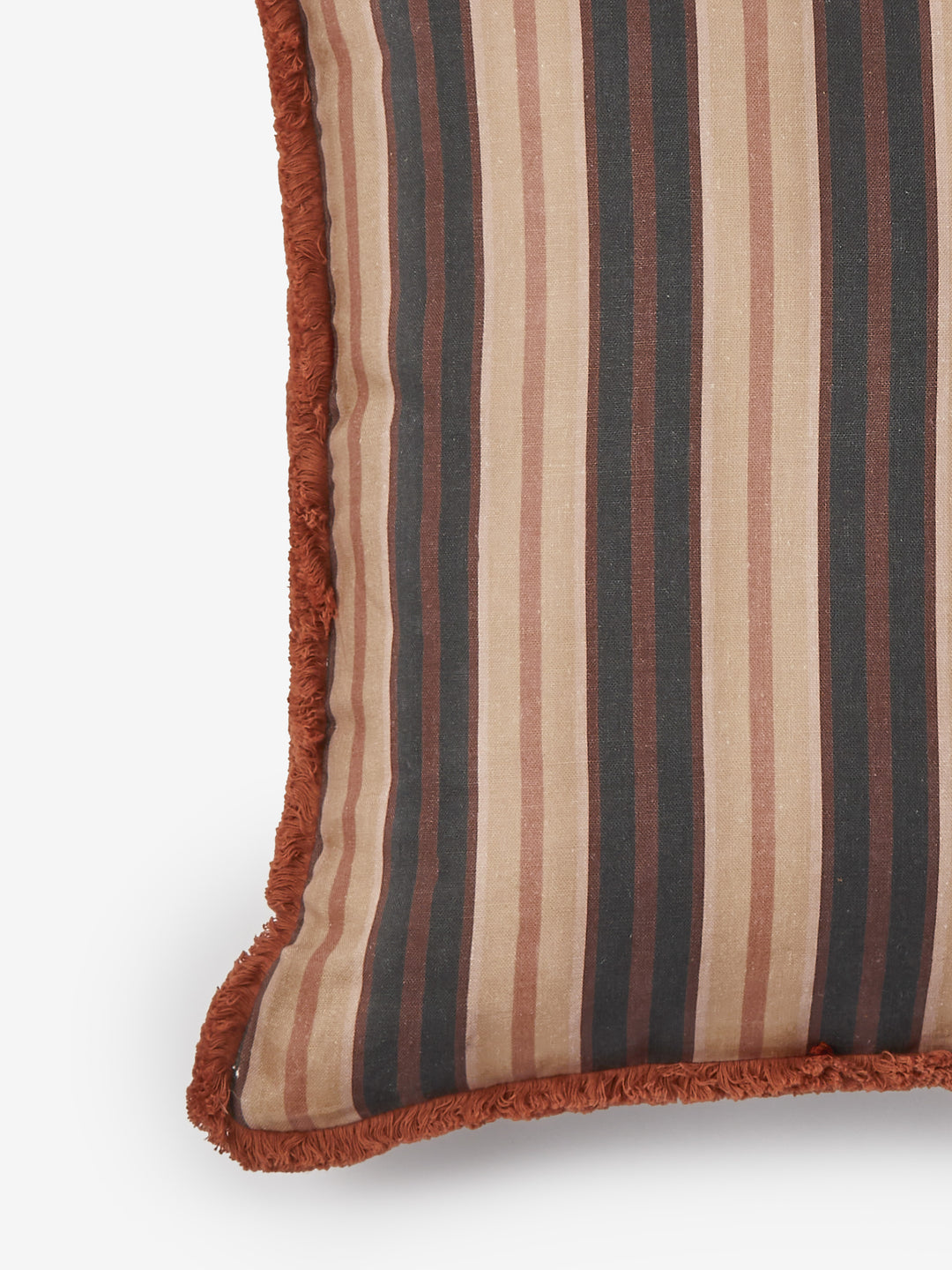 Suiting Stripe Black Tan Linen Cushion