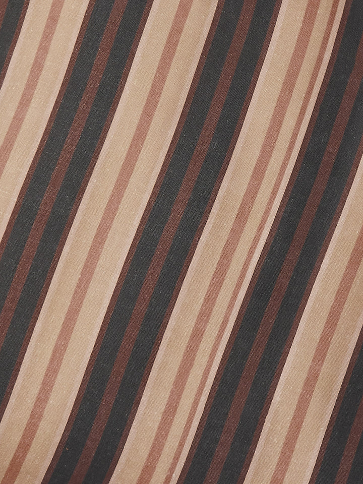 Suiting Stripe Black Tan Linen Cushion