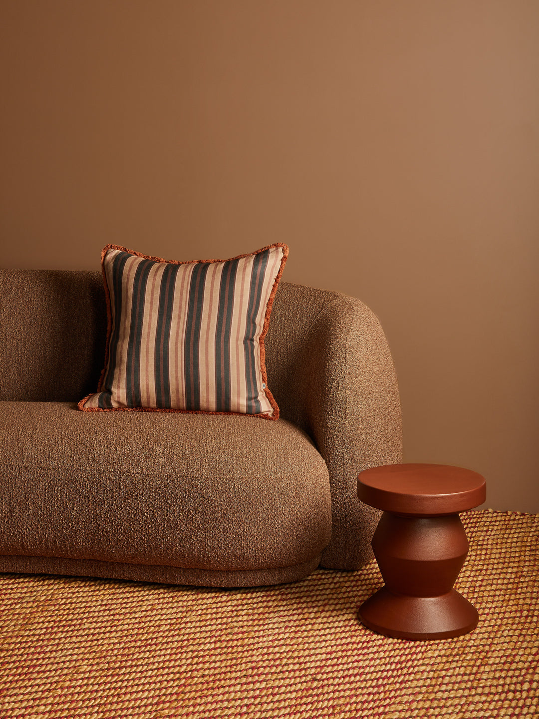 Suiting Stripe Black Tan Linen Cushion