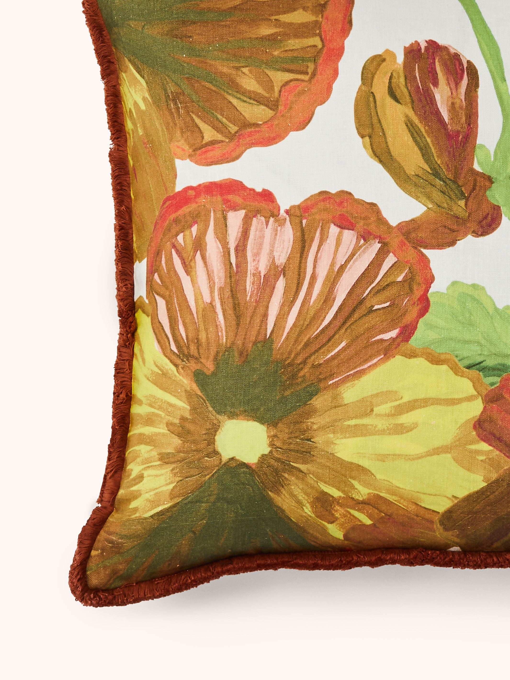 Wild Pansy Yellow Linen Cushion - Almost Perfect