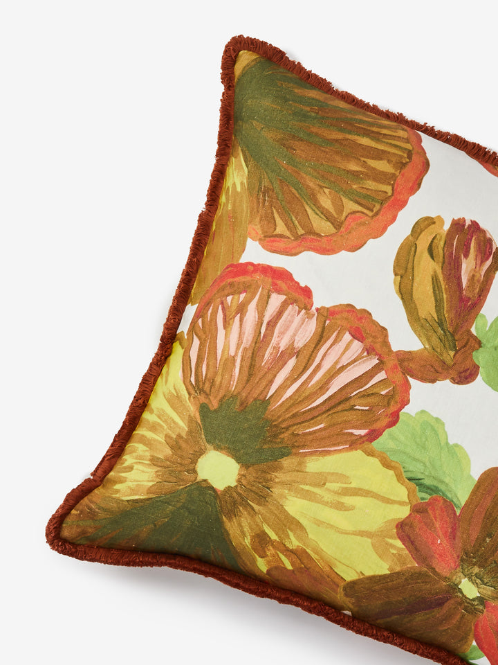 Wild Pansy Yellow Linen Cushion