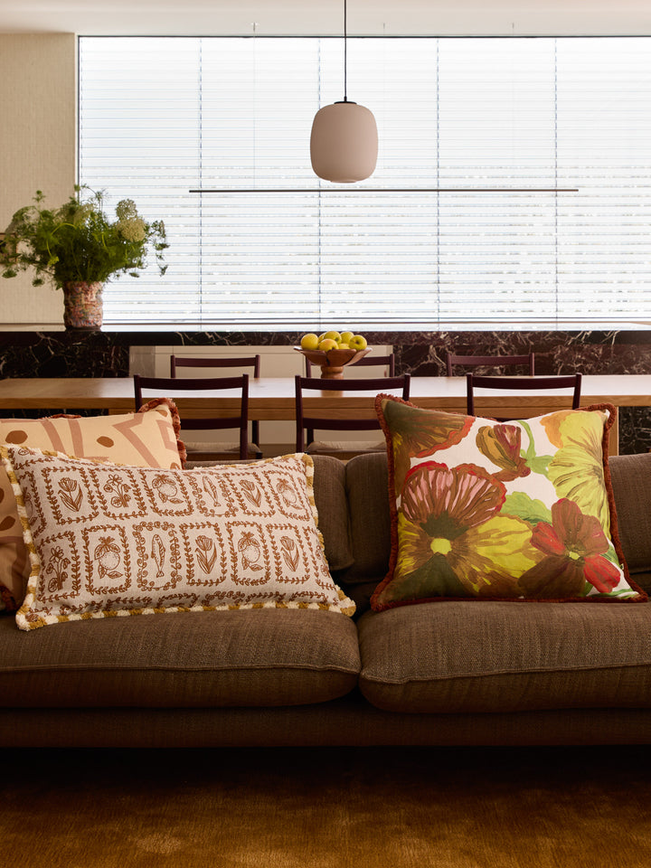 Wild Pansy Yellow Linen Cushion