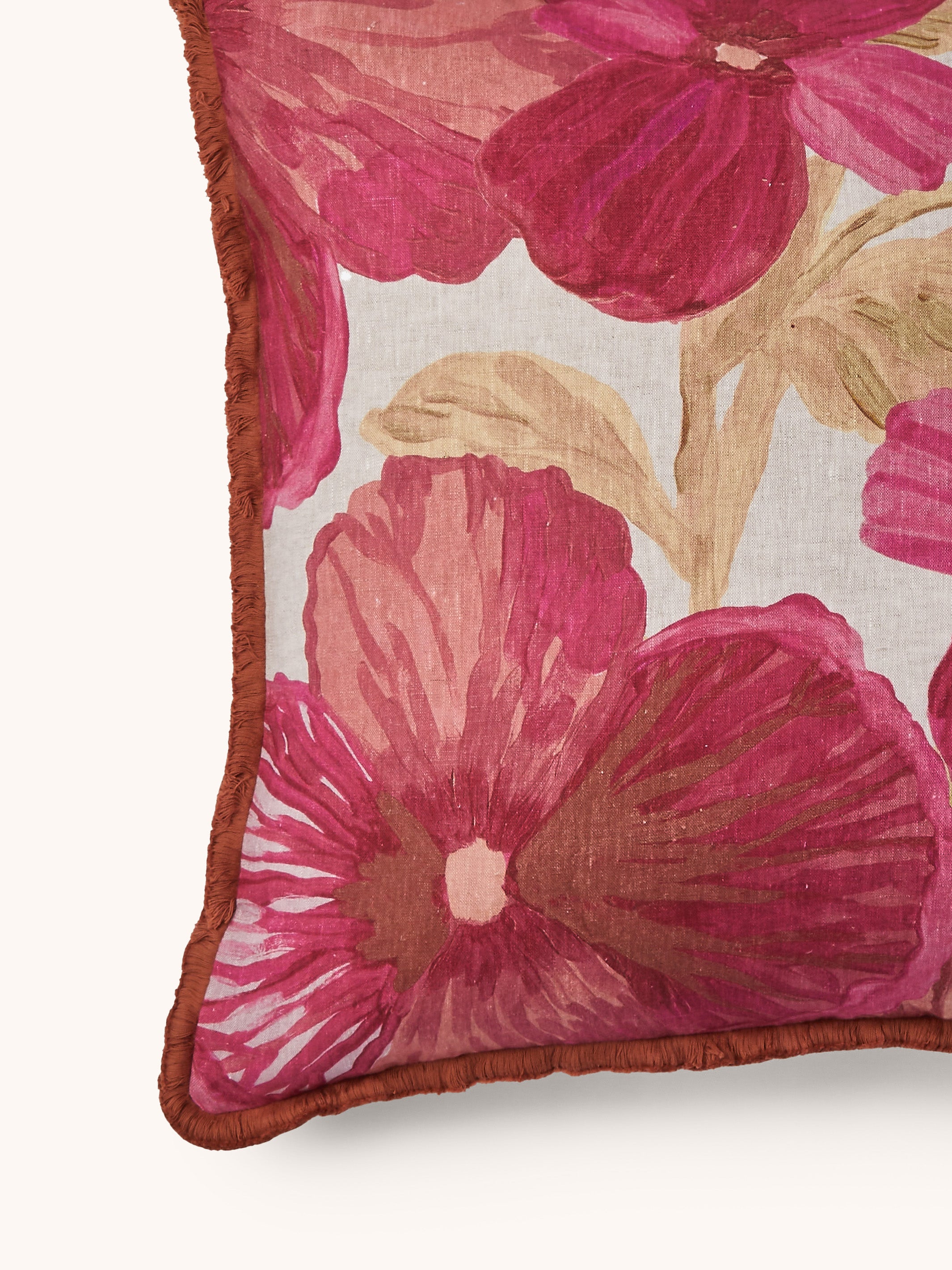 Wild Pansy Pink Linen Cushion - Almost Perfect