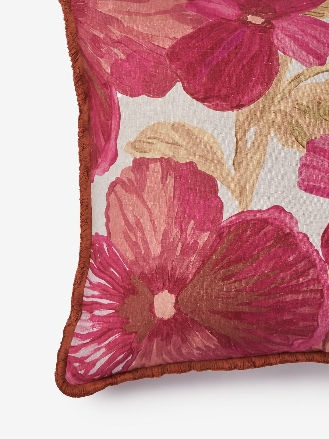 Wild Pansy Pink Linen Cushion