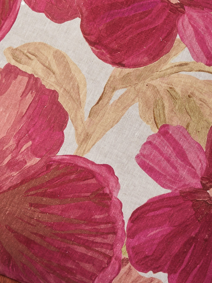 Wild Pansy Pink Linen Cushion