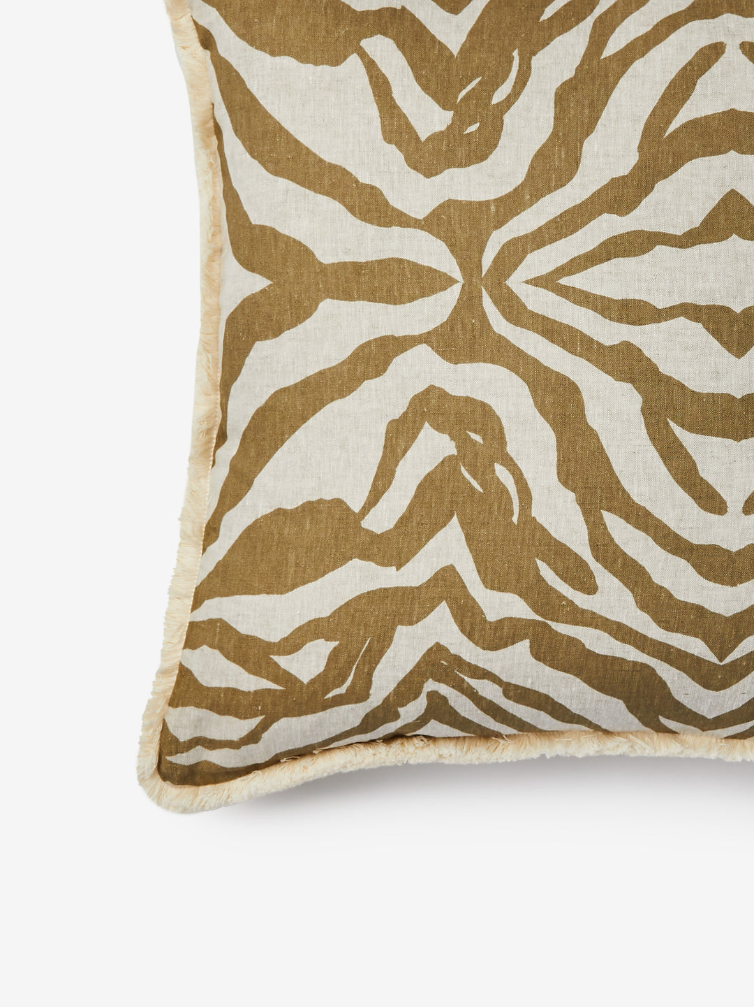 Zebra Olive Linen Cushion
