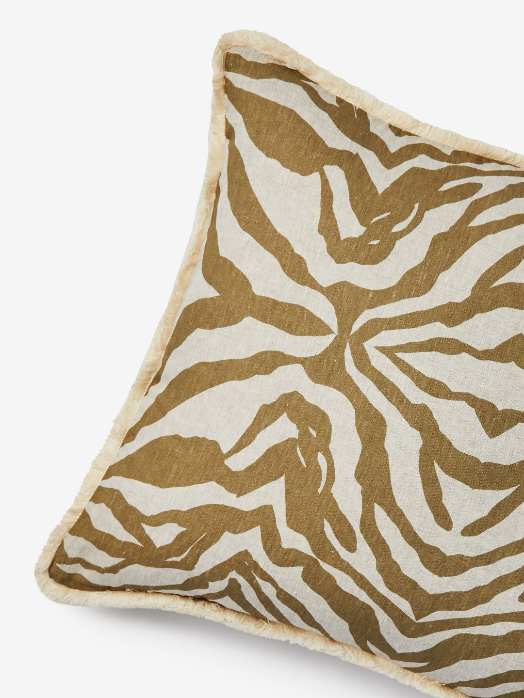 Zebra Olive Linen Cushion