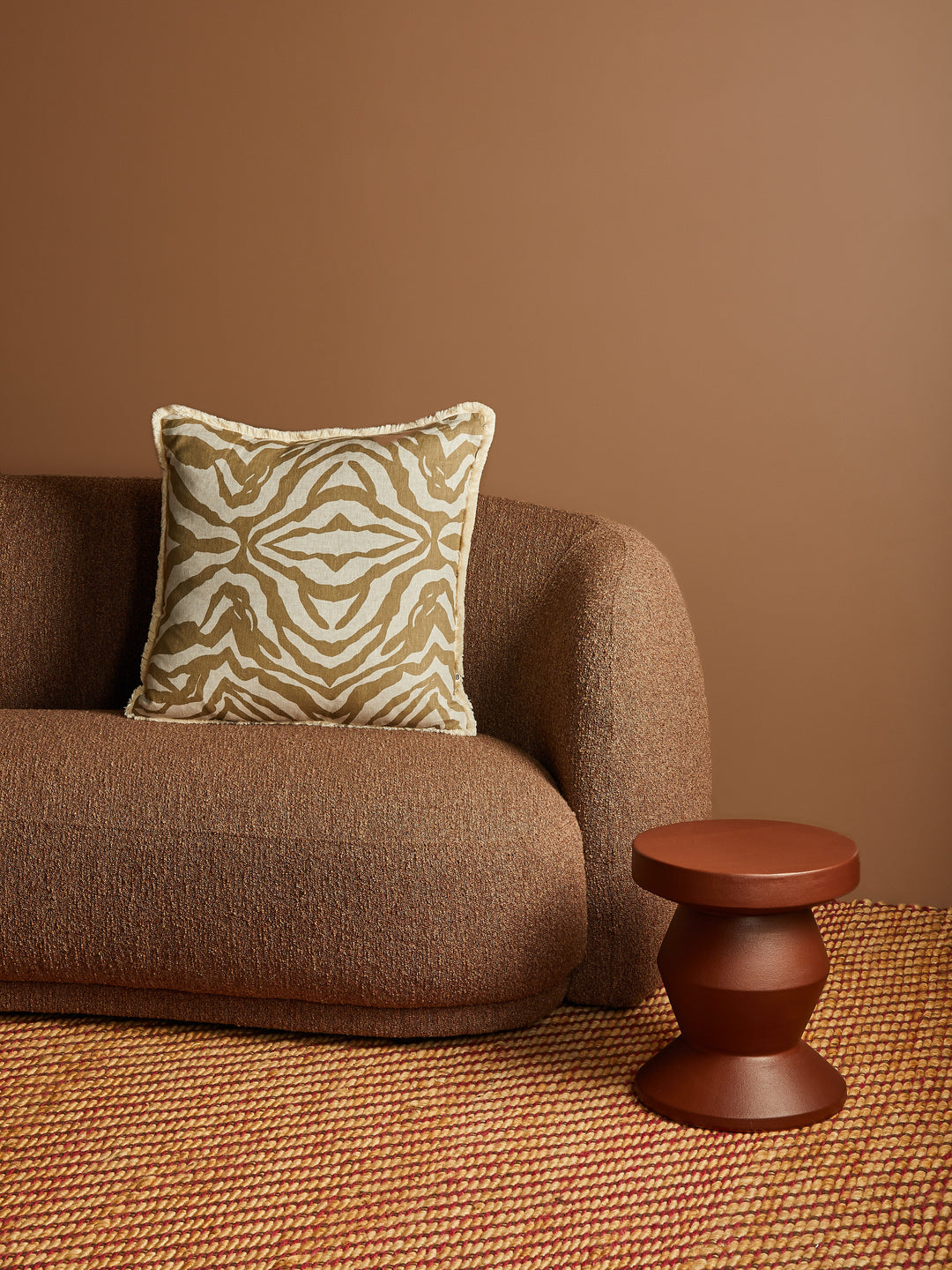 Zebra Olive Linen Cushion