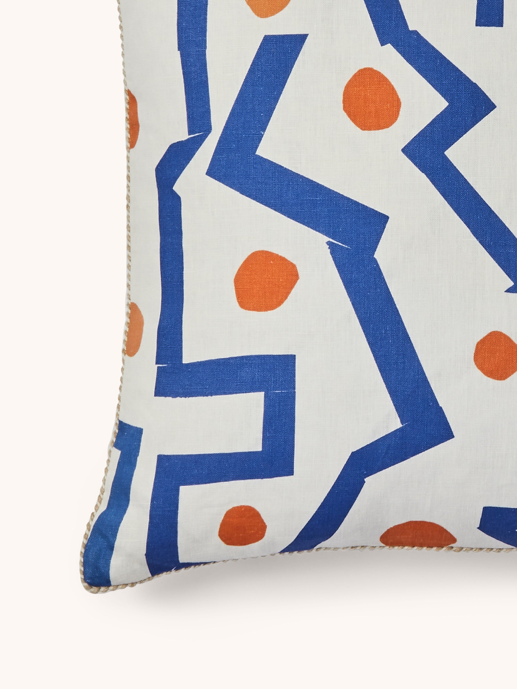 Memphis Blue Linen Cushion