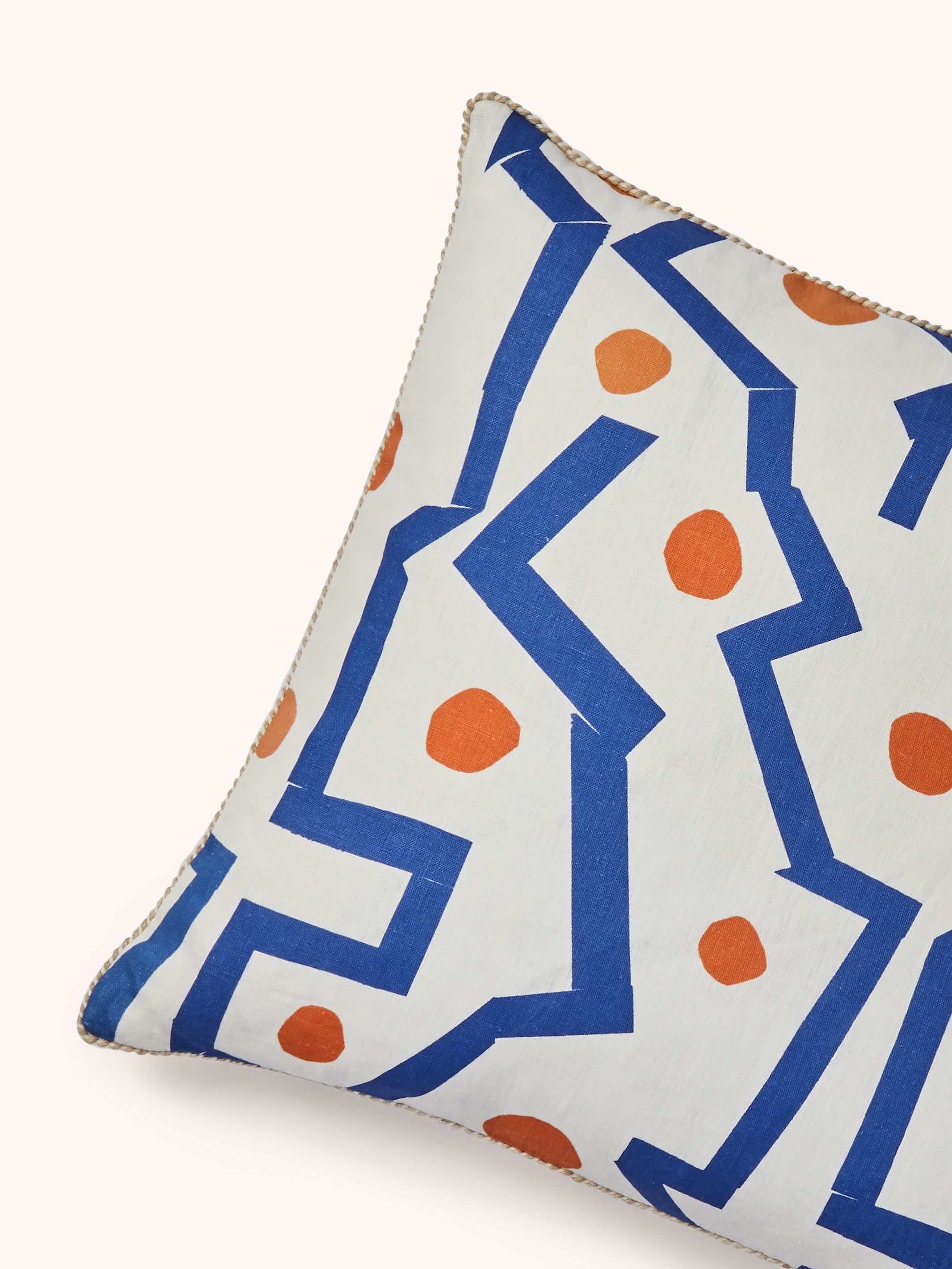 Memphis Blue Linen Cushion