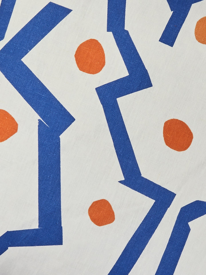 Memphis Blue Linen Cushion