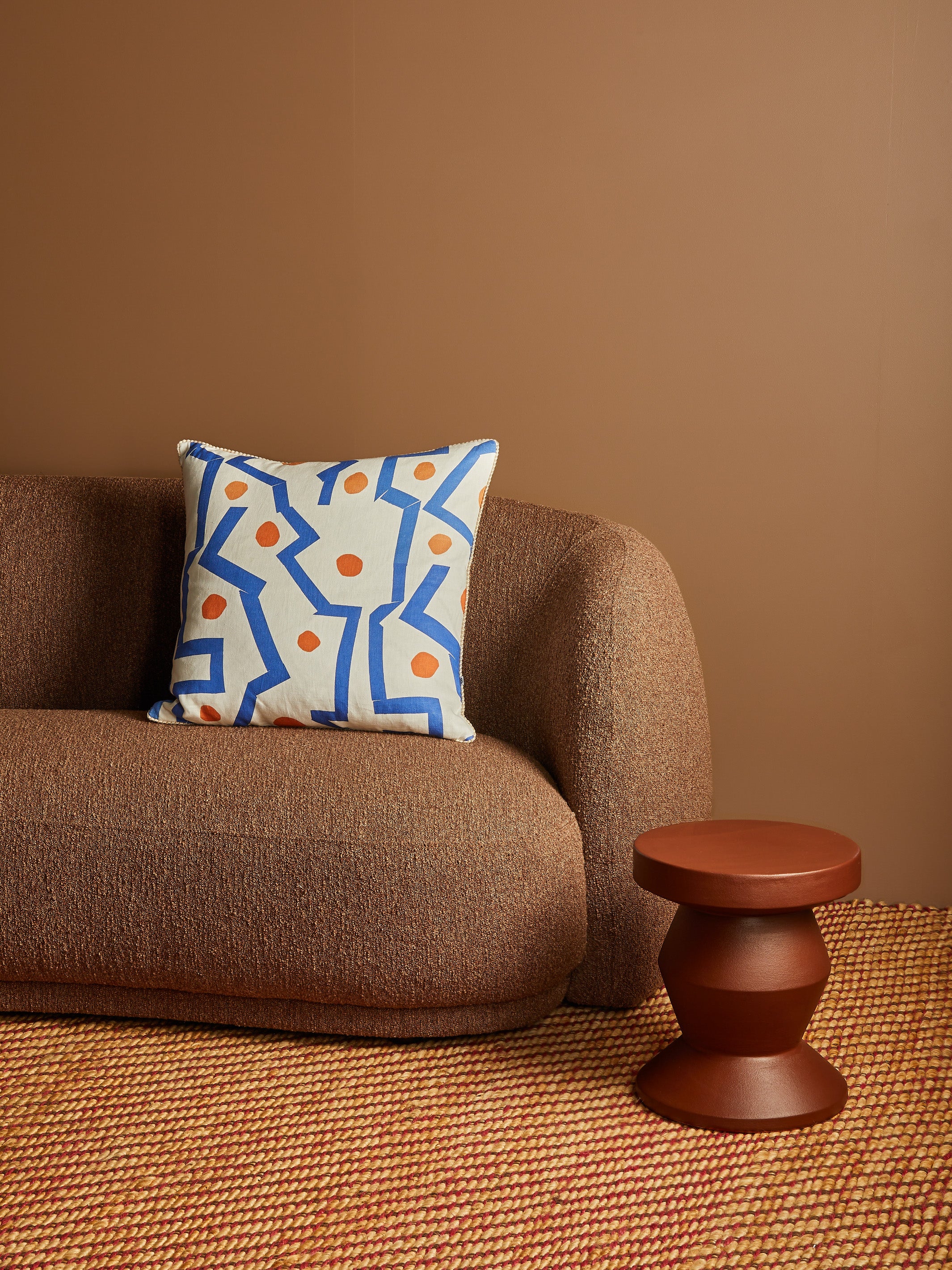 Memphis Blue Linen Cushion