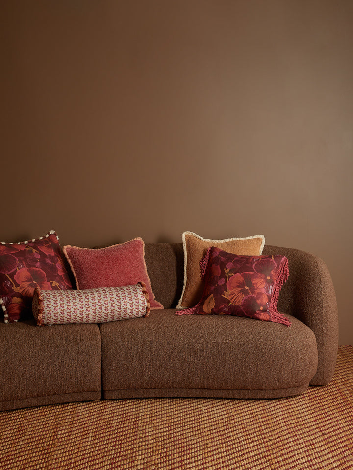 Wild Pansy Dark Cerise Linen Cushion