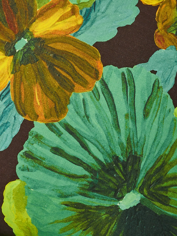 Wild Pansy Emerald Linen Cushion