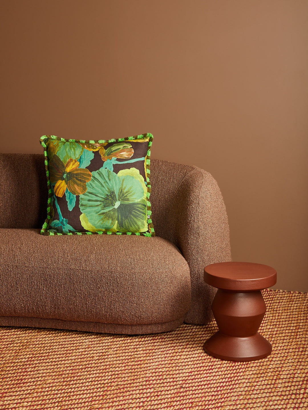 Wild Pansy Emerald Linen Cushion