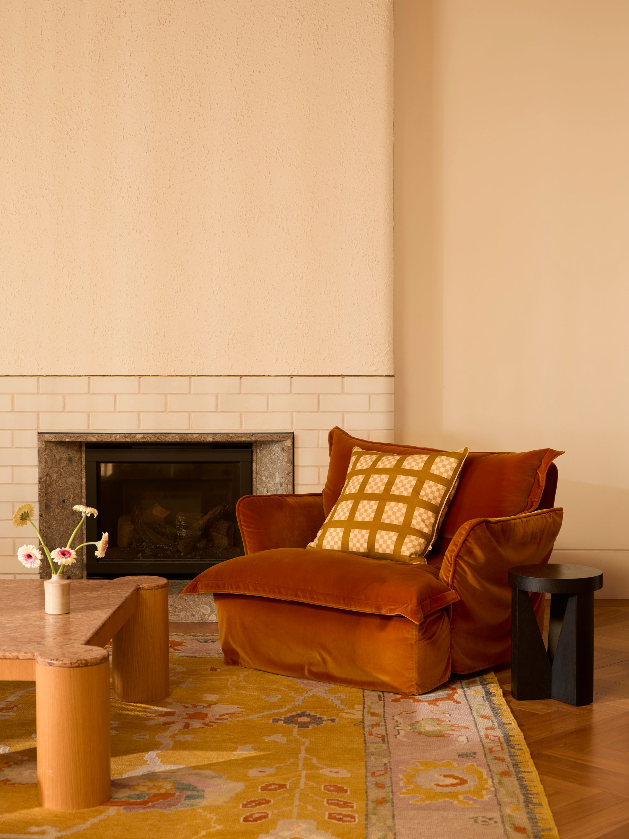 Lattice Wheat Linen Cushion