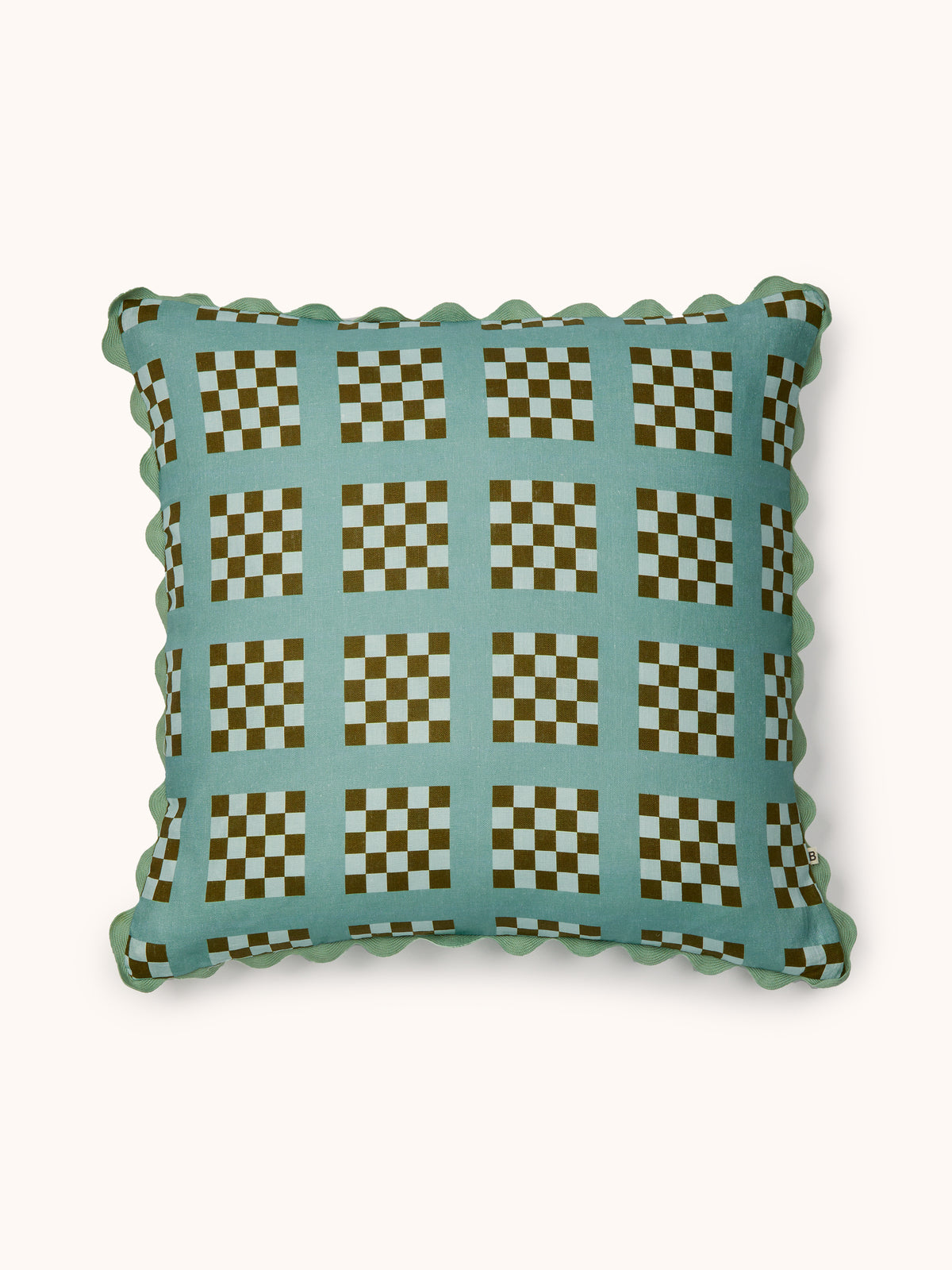 Lattice Blue Linen Cushion