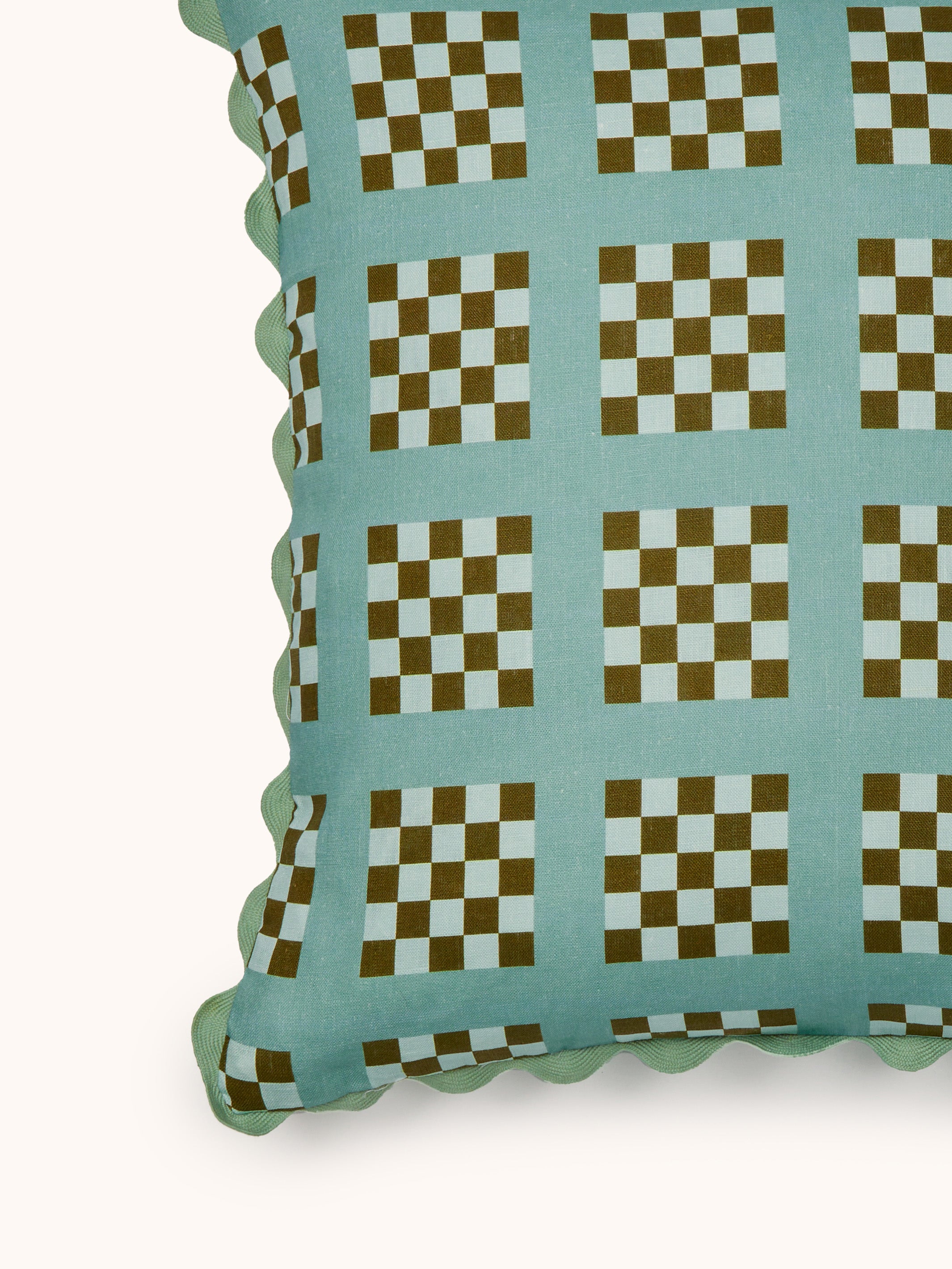 Lattice Blue Linen Cushion