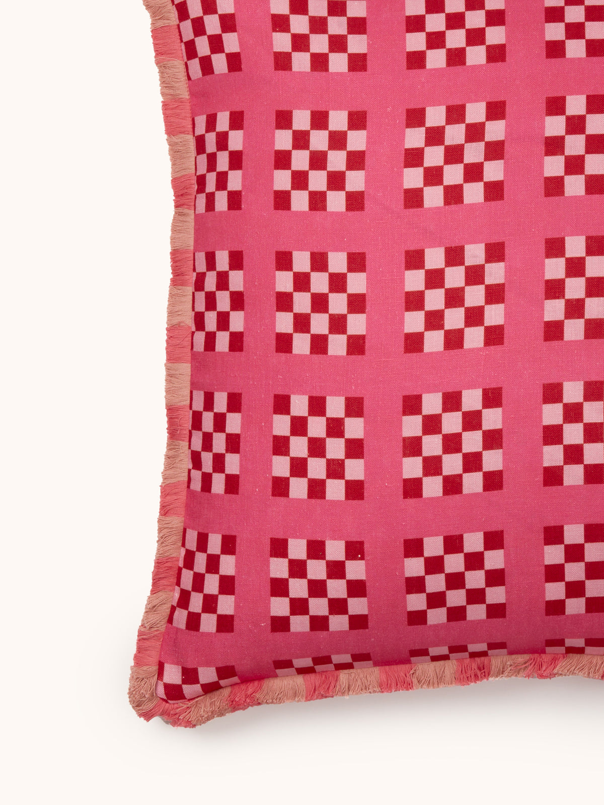 Lattice Pink Linen Cushion