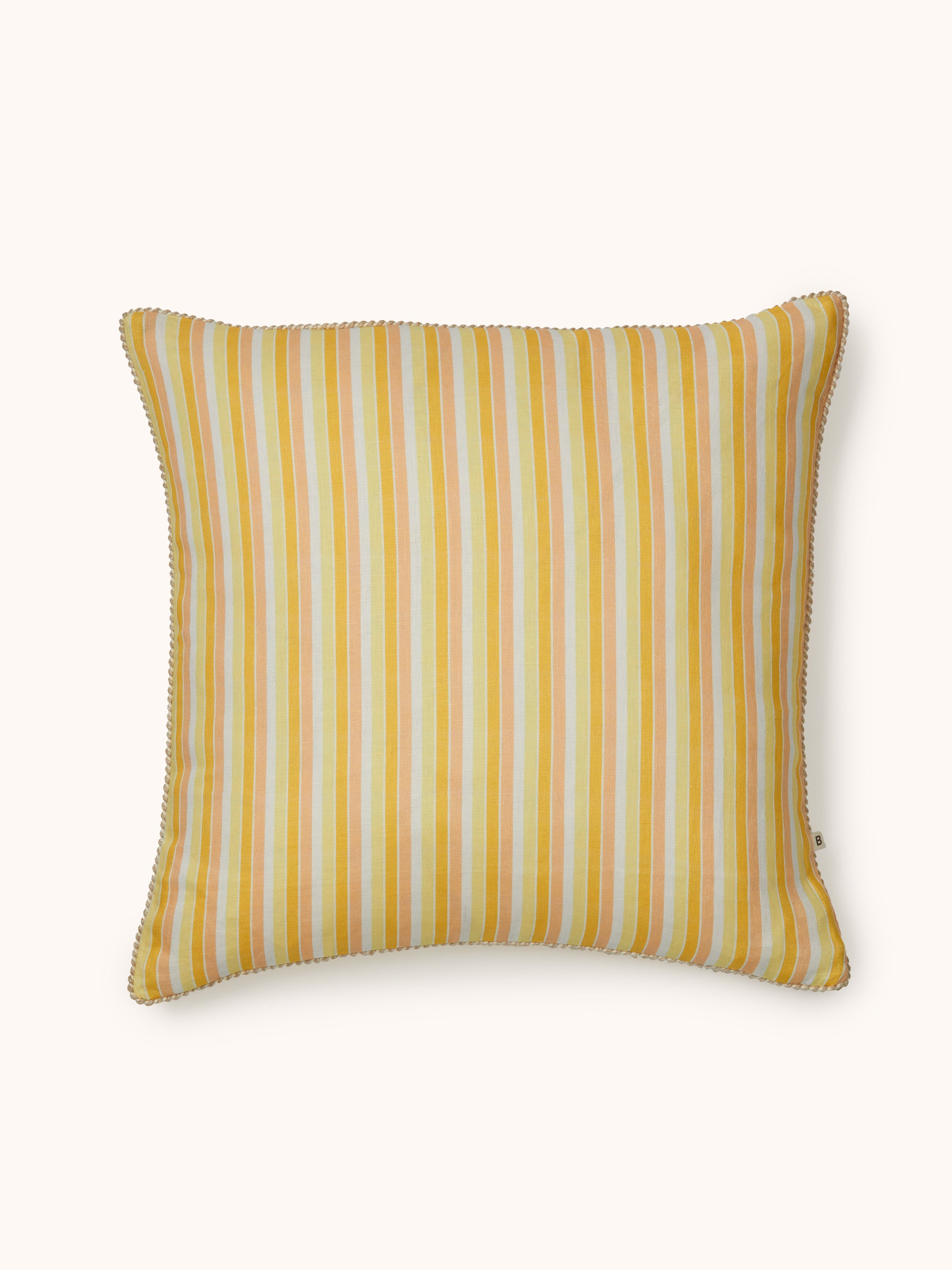 Garden Stripe Yellow Linen Cushion