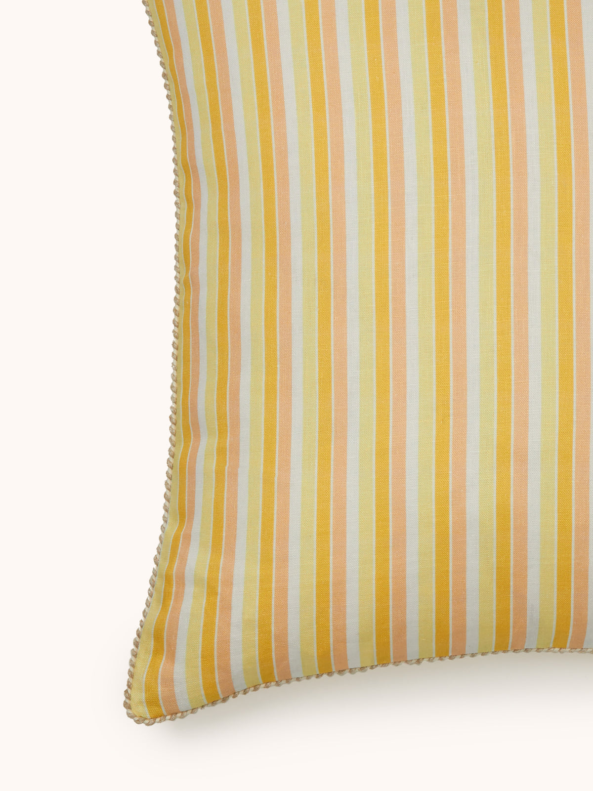 Garden Stripe Yellow Linen Cushion