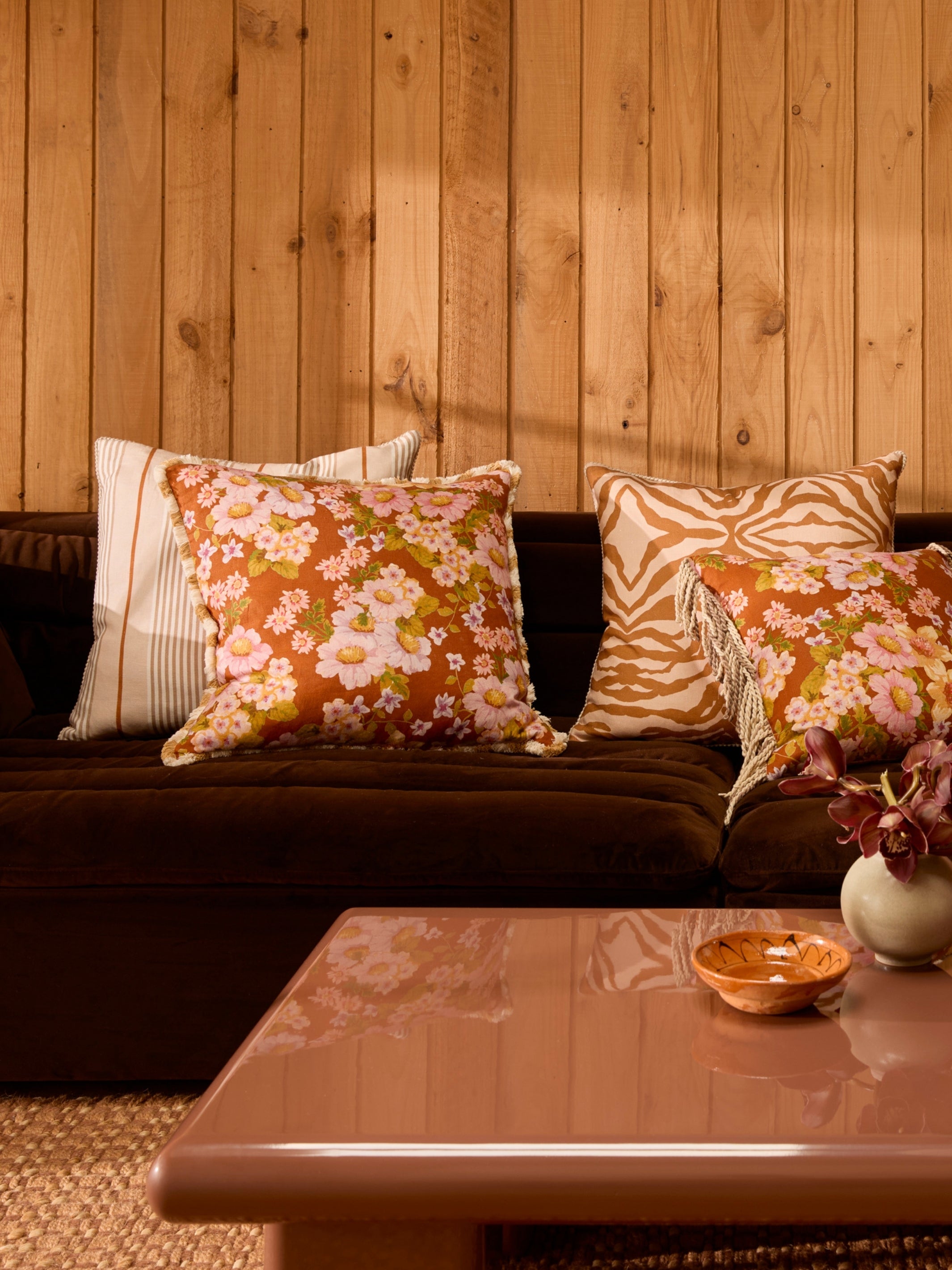 Buttercup Rust Linen Cushion