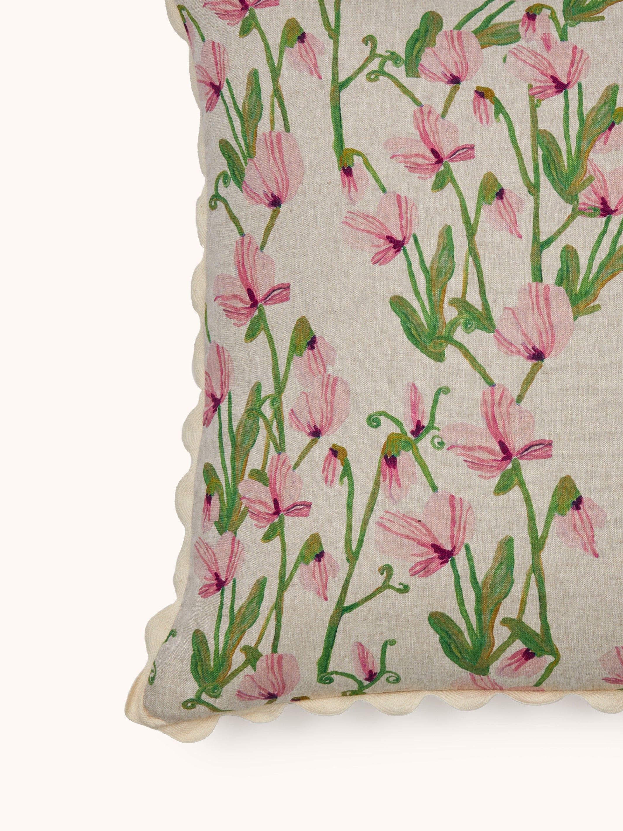 Sweet Pea Pink Linen Cushion
