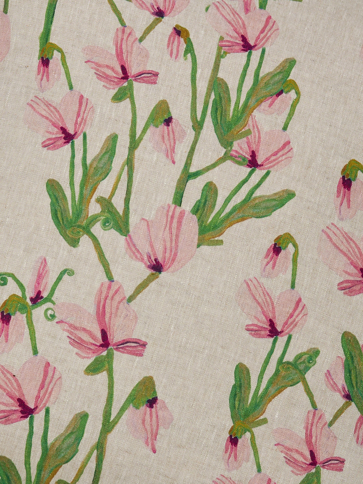 Sweet Pea Pink Linen Cushion