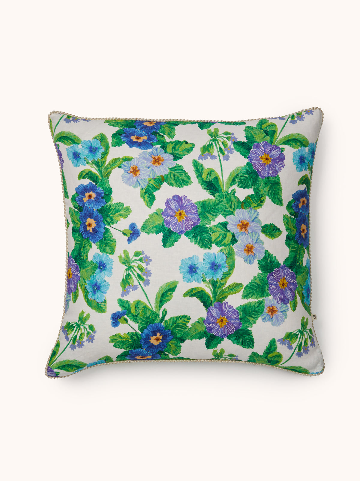 Summer Patch Blue Linen Cushion