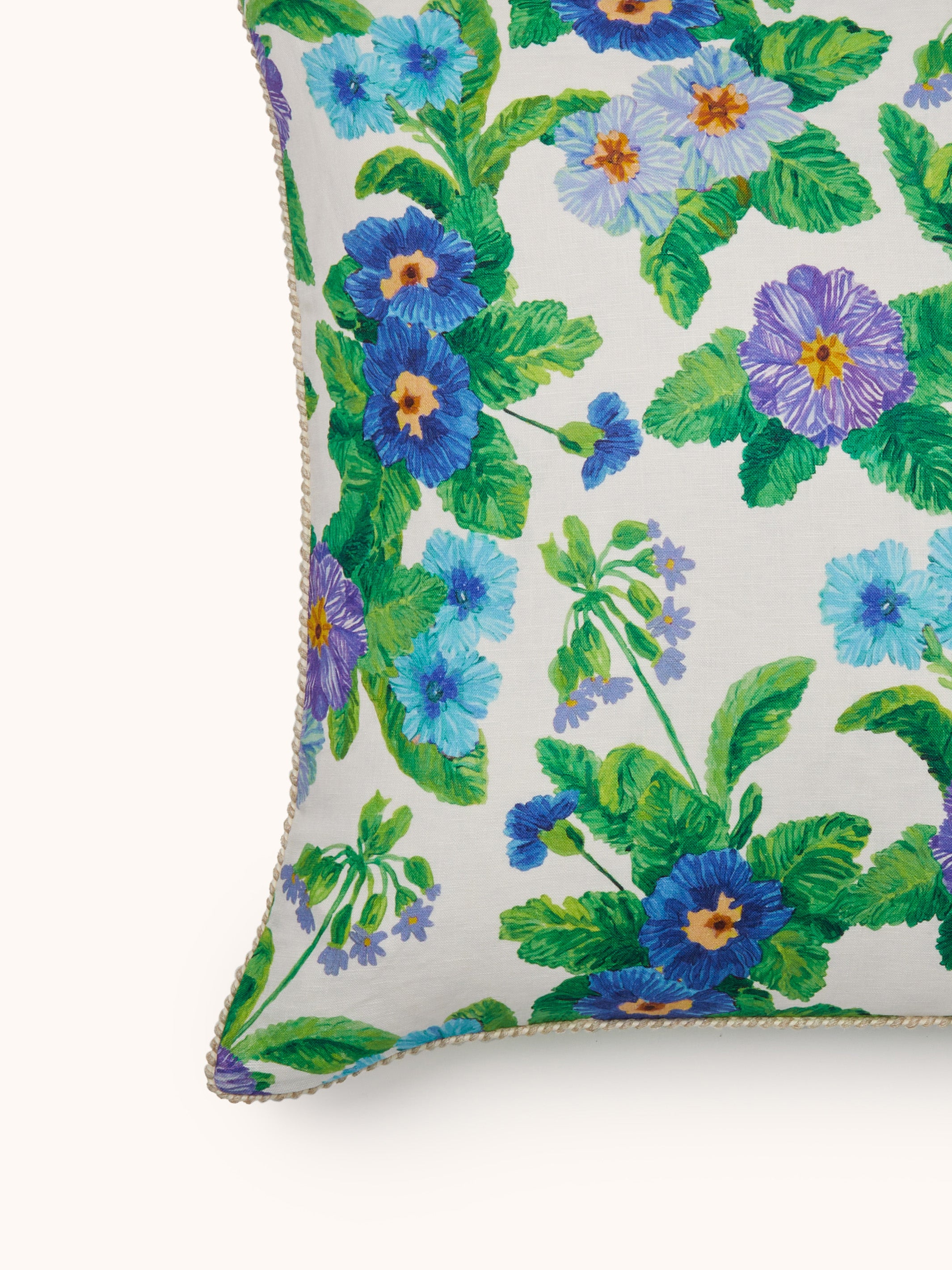 Summer Patch Blue Linen Cushion