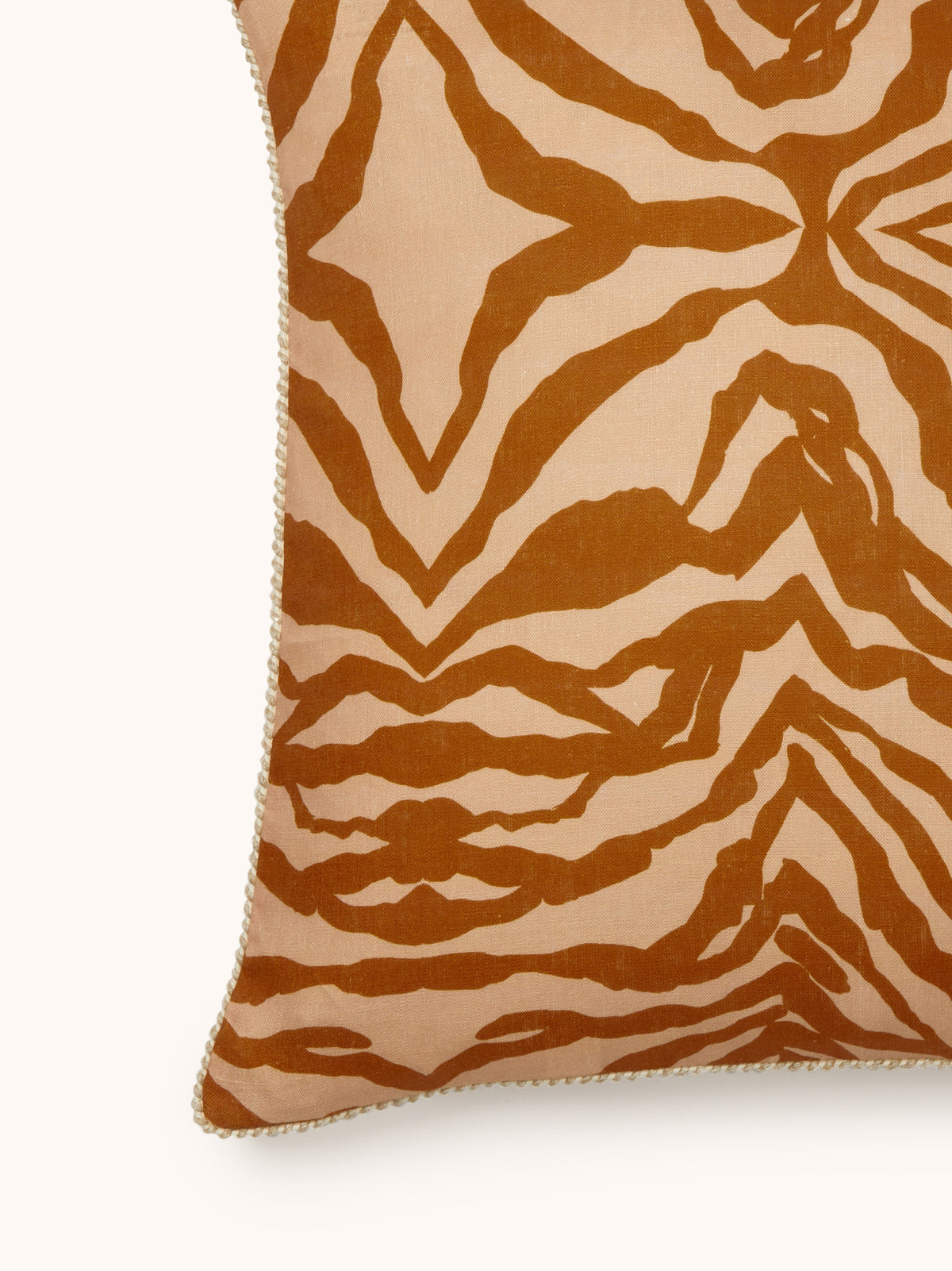 Zebra Tan Linen Cushion