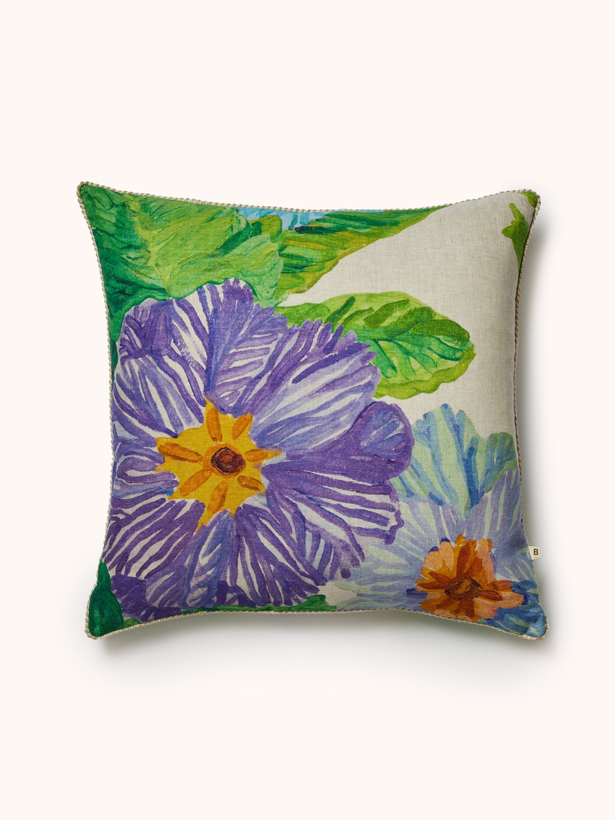 Jardin Blue Linen Cushion