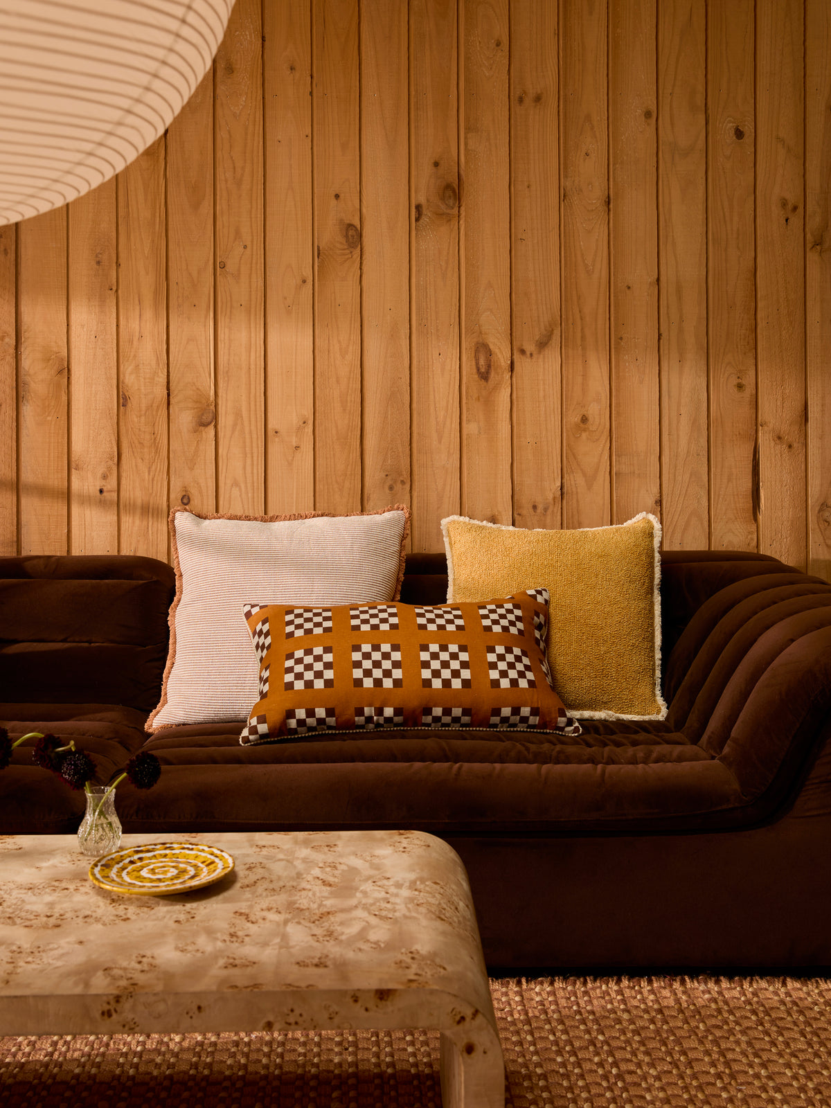 Lattice Tan Linen Cushion