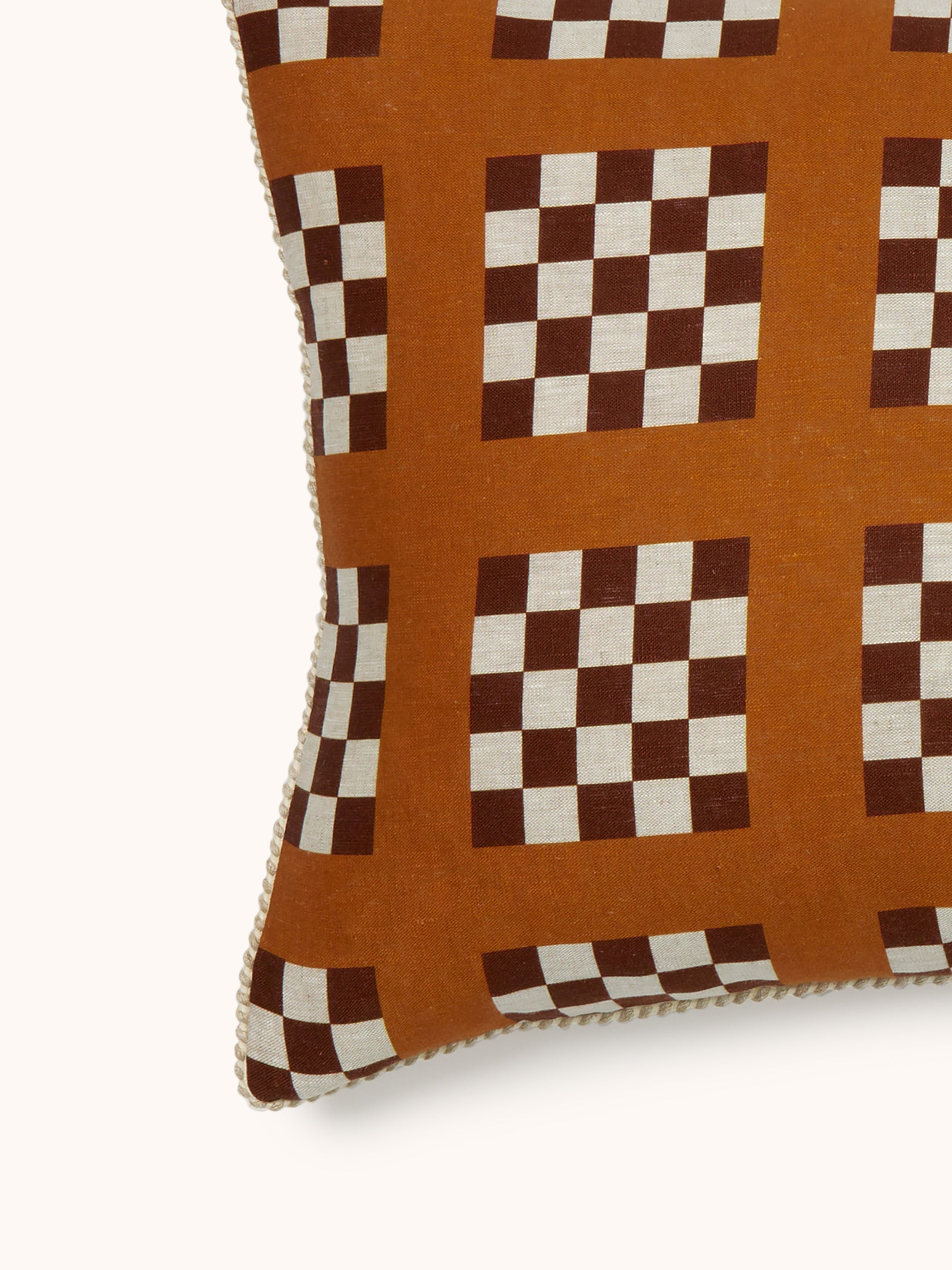 Lattice Tan Linen Cushion