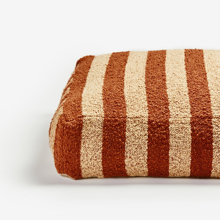 Boucle Stripe Chocolate Pouffe Detail | Brown Striped Floor Cushion