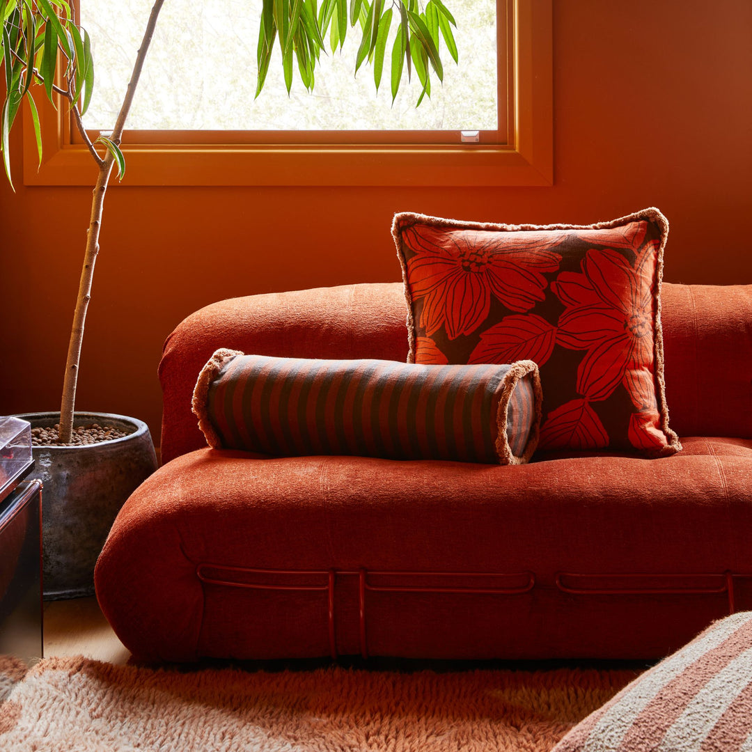 Boucle Stripe Chocolate Pouffe