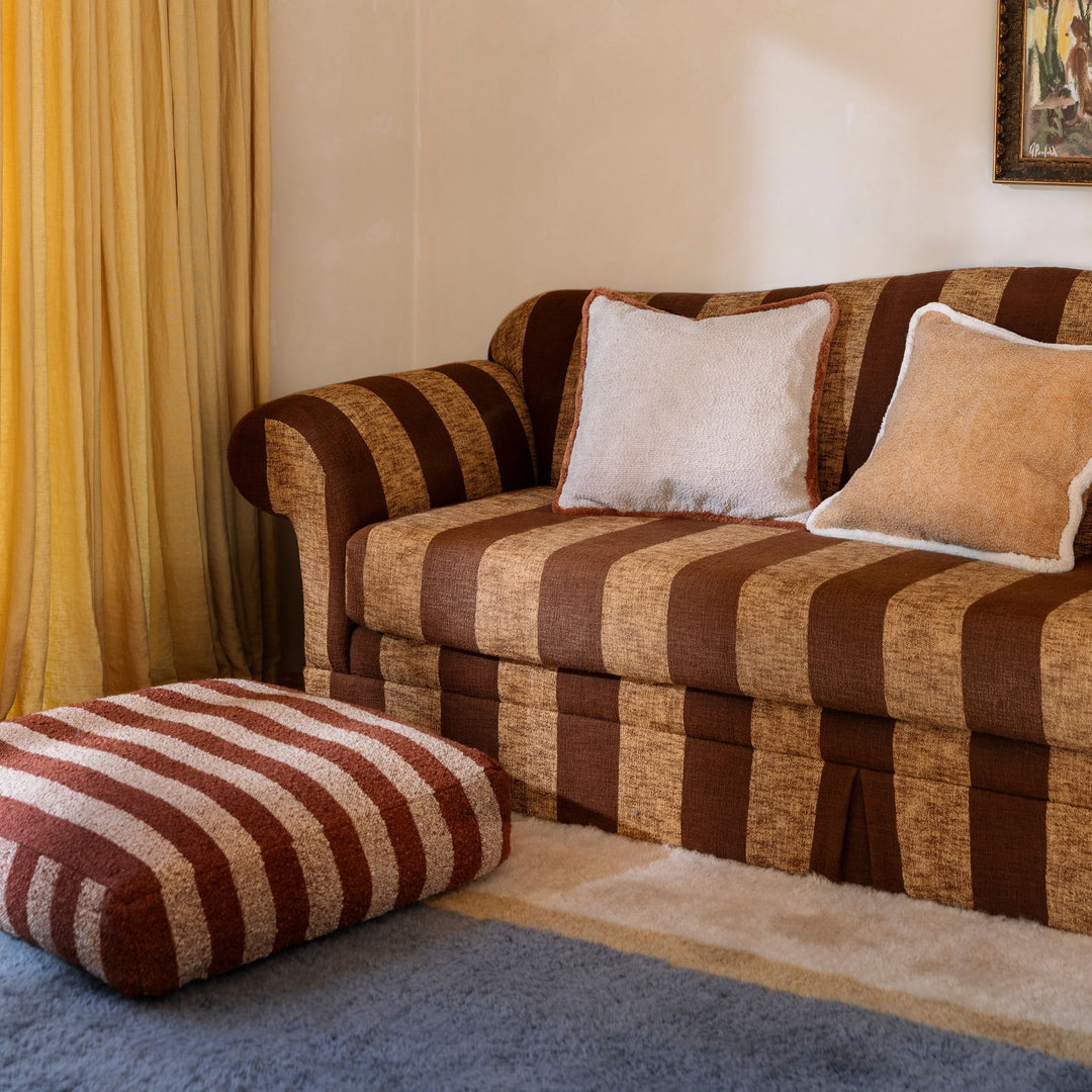 Boucle Stripe Chocolate Pouffe