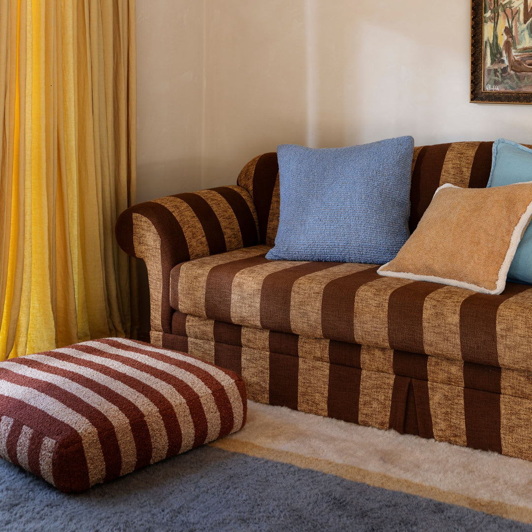 Boucle Stripe Chocolate Pouffe