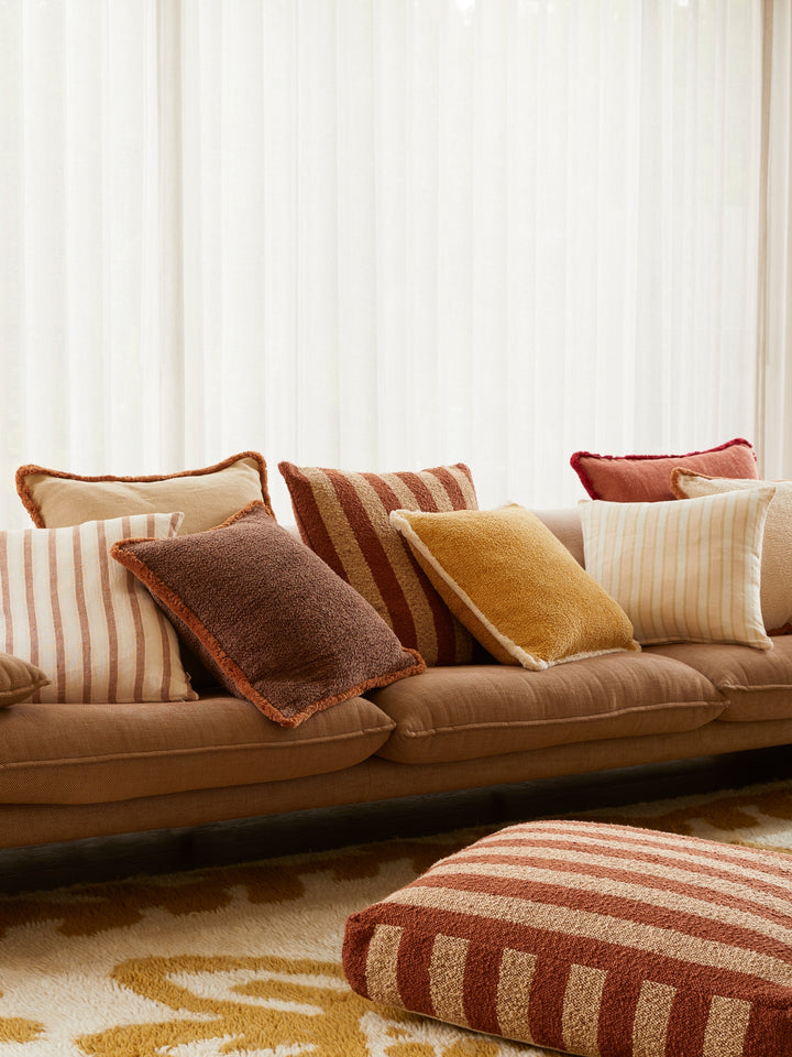 Boucle Stripe Chocolate Pouffe