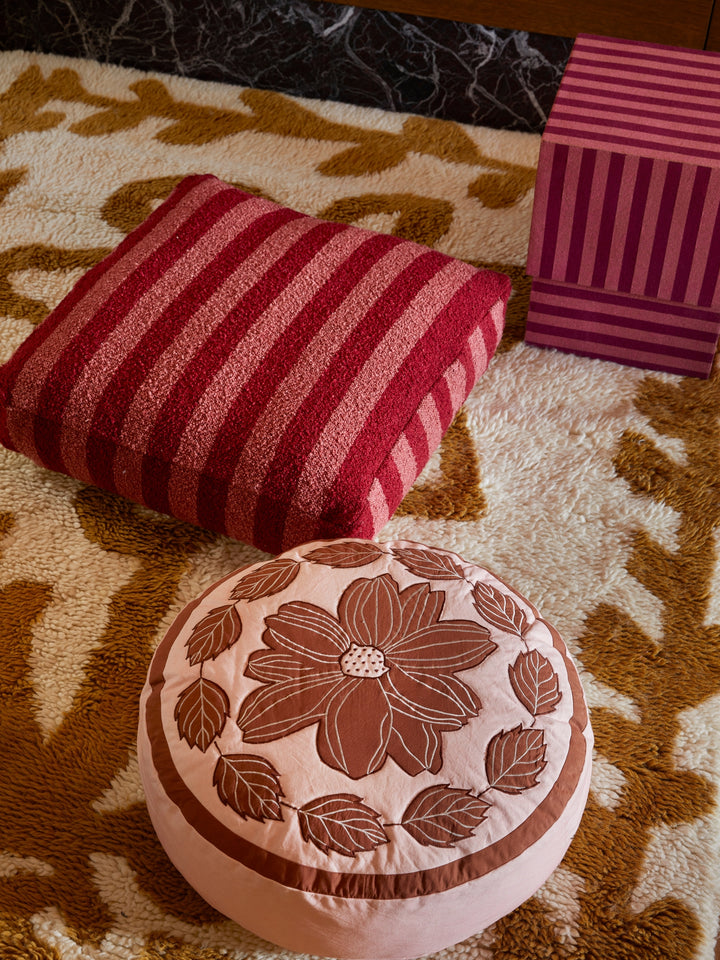 Boucle Stripe Burgundy Pouffe