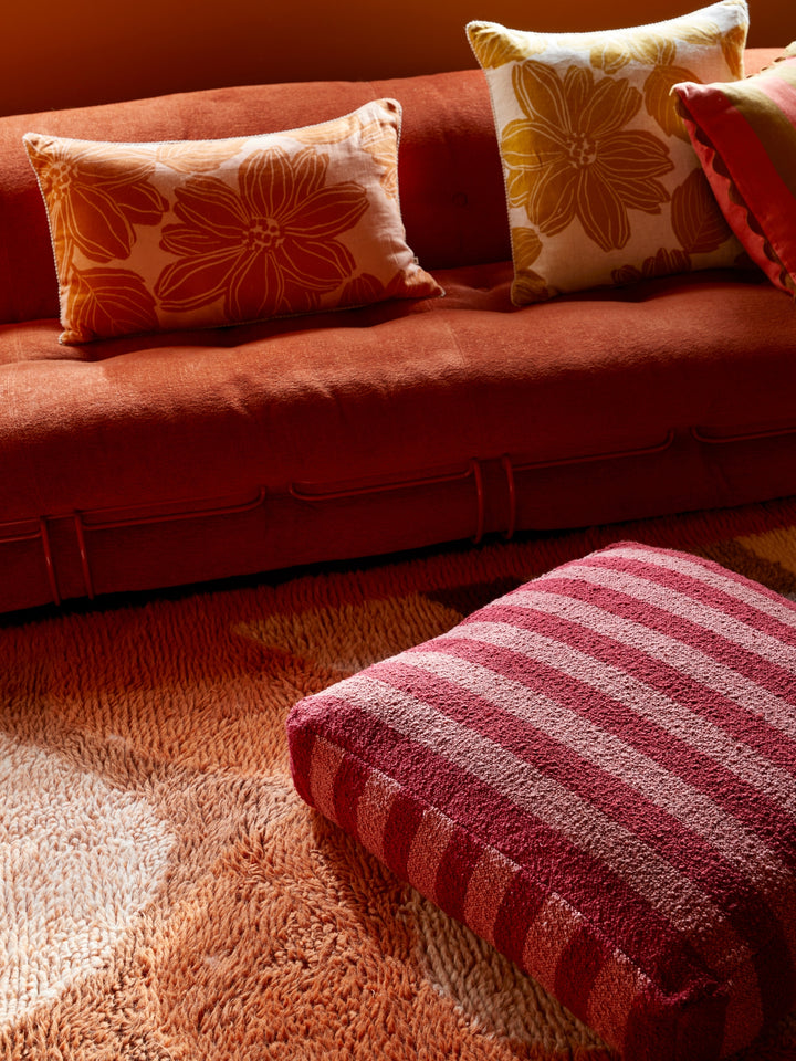 Boucle Stripe Burgundy Pouffe