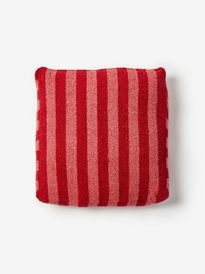 Boucle Stripe Burgundy Pouffe